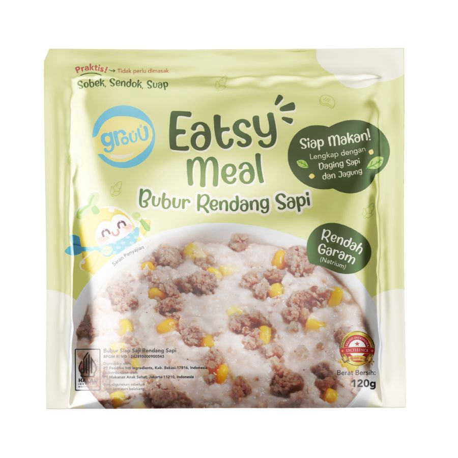Grouu Eatsy Meal Bubur Rendang Sapi 120GR