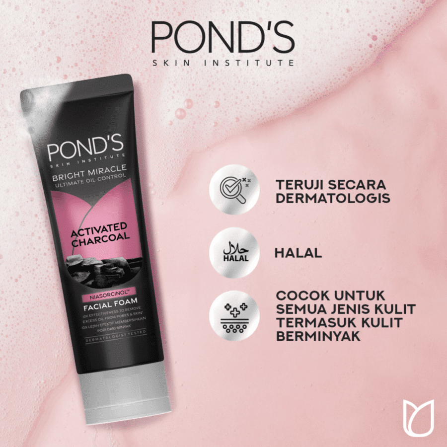Pond's Facial Foam Bright Miracle Activated Charcoal 100GR