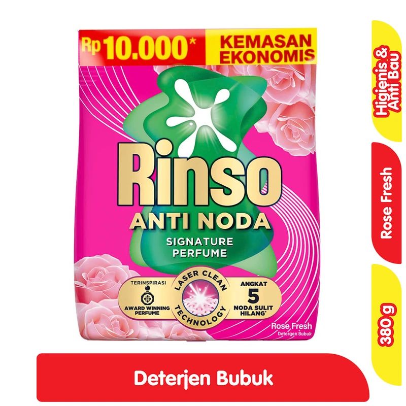 Rinso Detergen Bubuk Anti Noda Rose Fresh 380GR