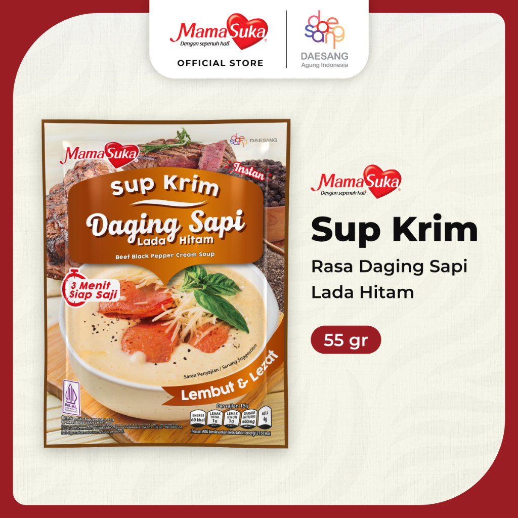 Mama Suka Sup Krim Daging Sapi Lada Hitam (Pak) 55Gr (X48Ea)