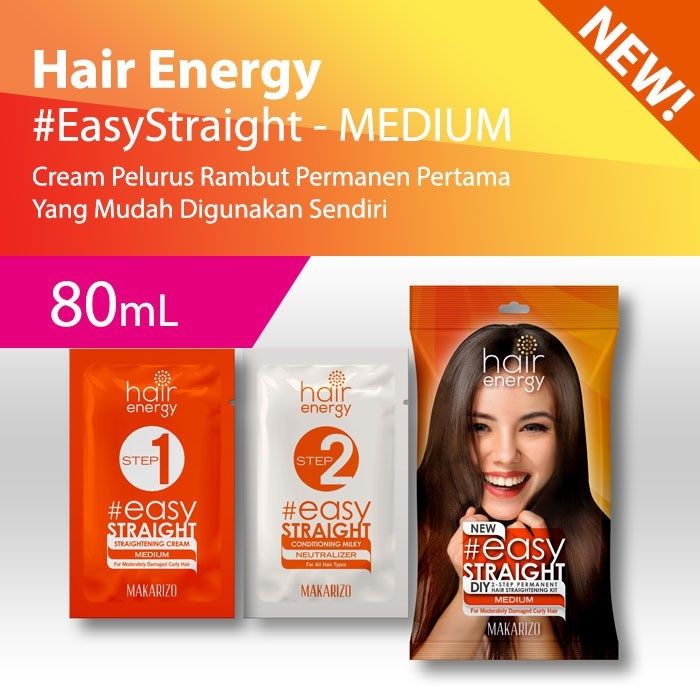 Makarizo Diy 2-Step Permanent Hair Straightening Kit Medium 80ML