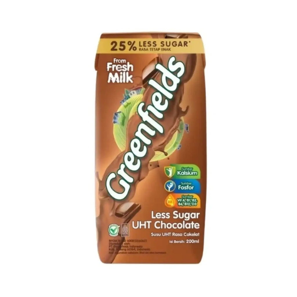 Greenfields UHT Less Sugar Chocolate 200ML