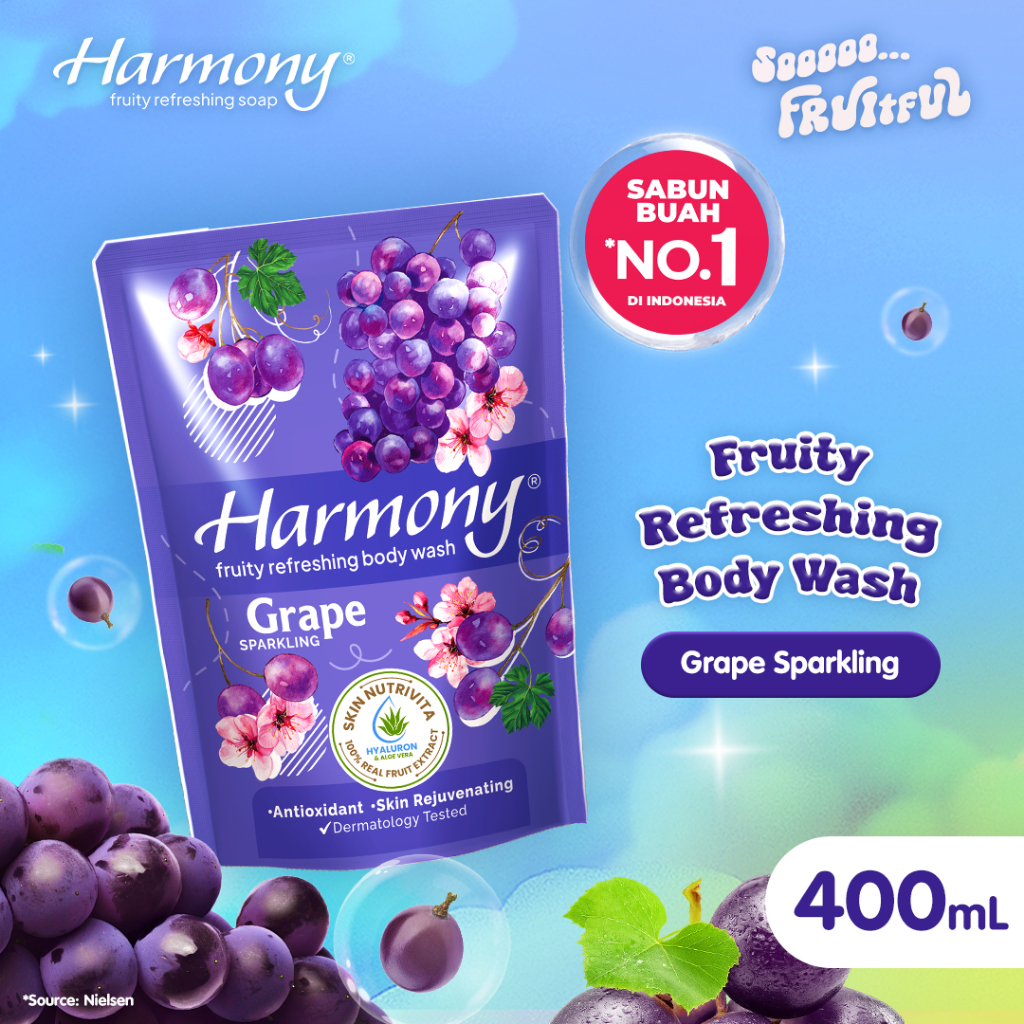 Harmony Body Wash Grape Sparkling Pch 400ML