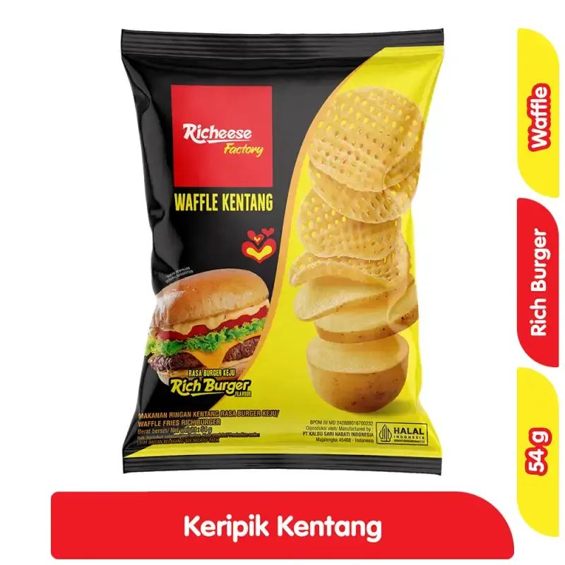 Richeese Factory Waffle Kentang Burger Keju 54GR