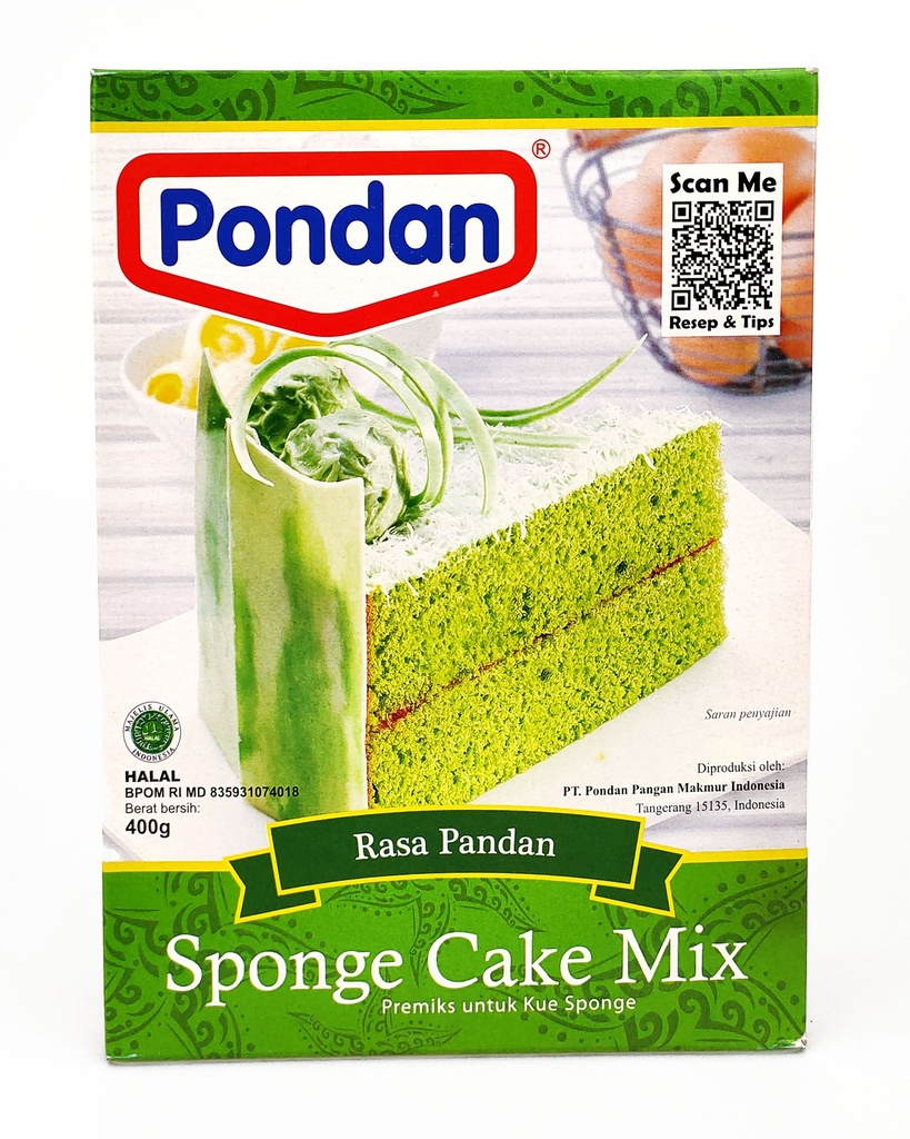 Pondan Sponge Cake Mix Pandan 400GR