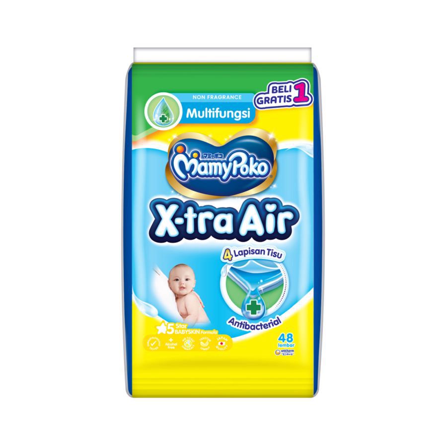 Mamypoko Wipes X-tra Air Non Fragrance 2X48S