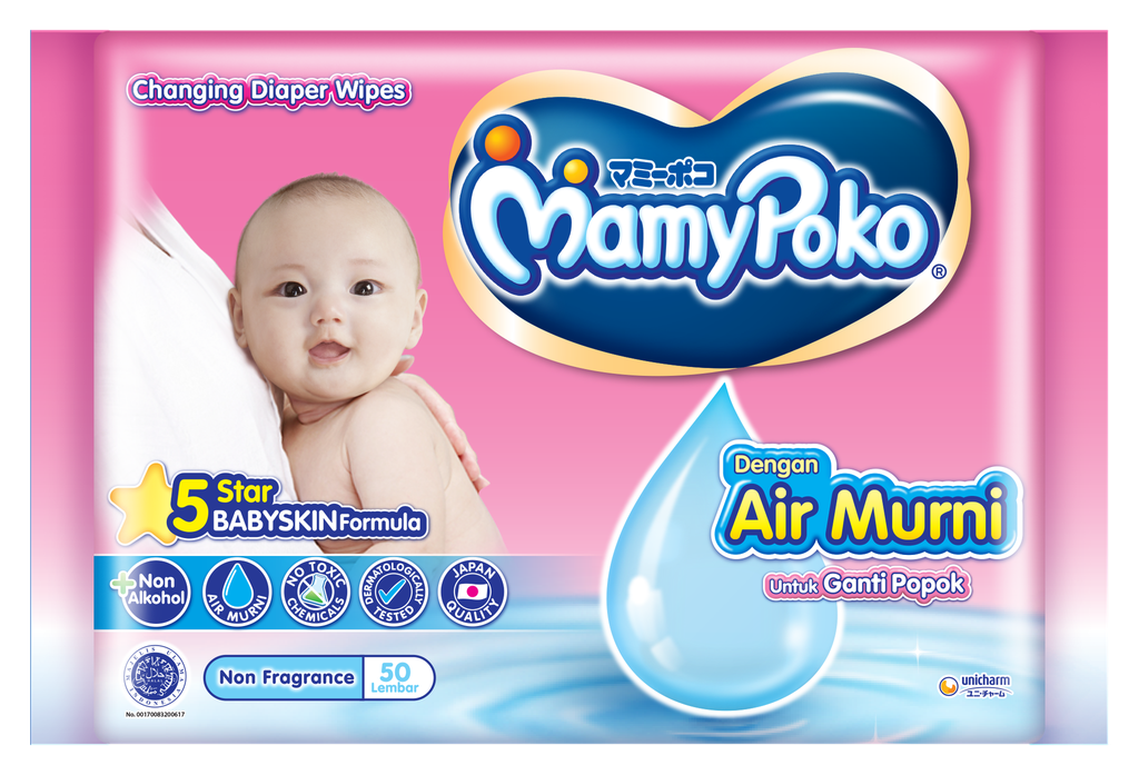 Mamypoko Wipes Ganti Popok Non Fragrance 2X50S