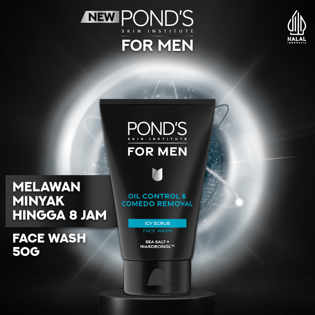 Pond's Men Face Wash Oil Control & Comedo Removal Icy Scrub 50GR