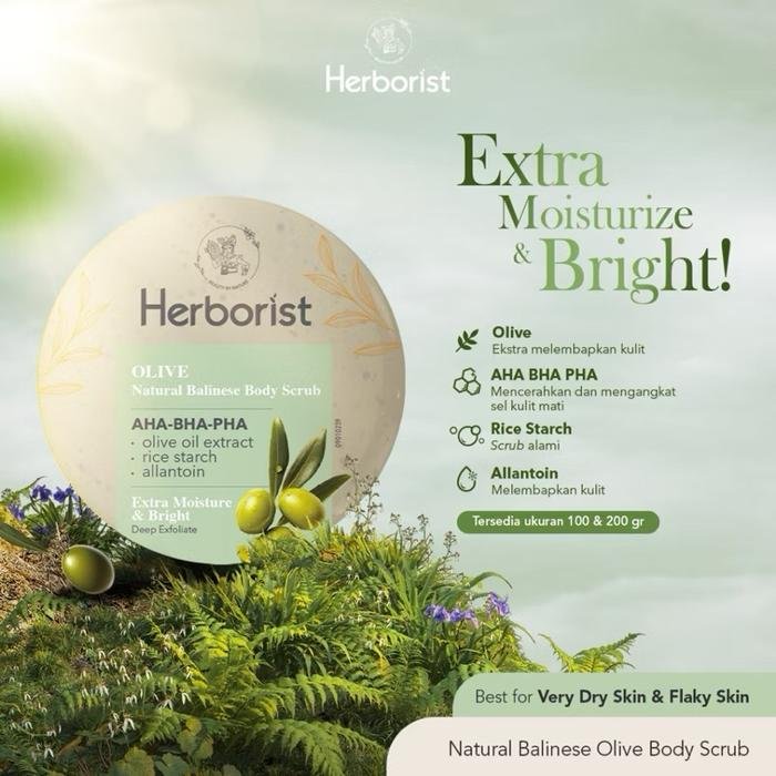 Herborist Olive Natural Balinese Body Scrub Extra Moisture & Bright 200GR