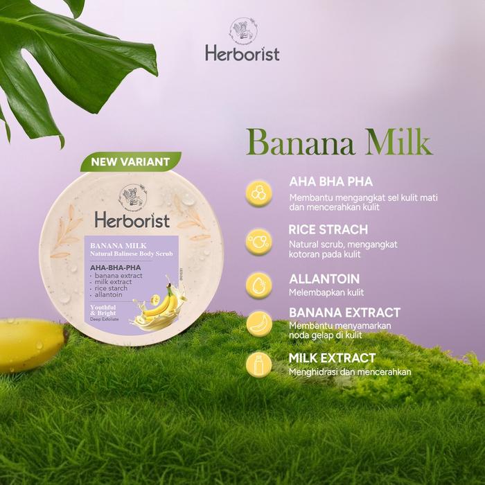 Herborist Banana Milk Natural Balinese Body Scrub Youthful & Bright 100GR