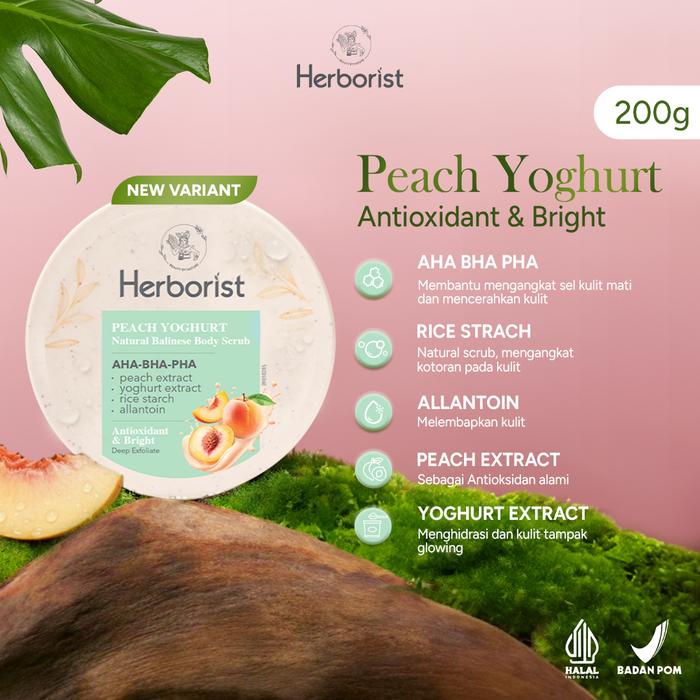 Herborist Peach Yoghurt Natural Balinese Body Scrub Antioxidant & Bright 200GR