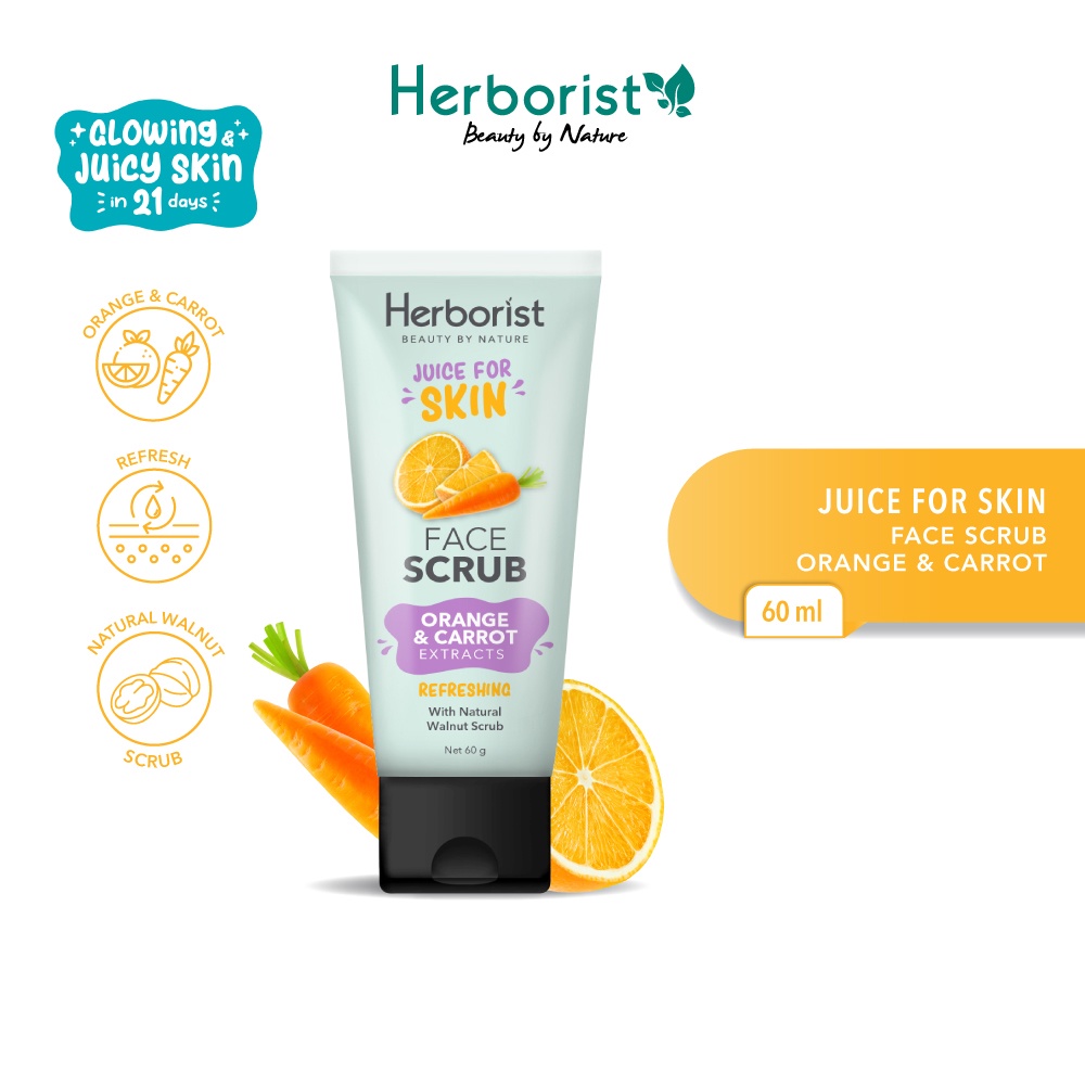 Herborist Juice For Skin Face Scrub Orange & Carrot Extracts Refreshing 60GR
