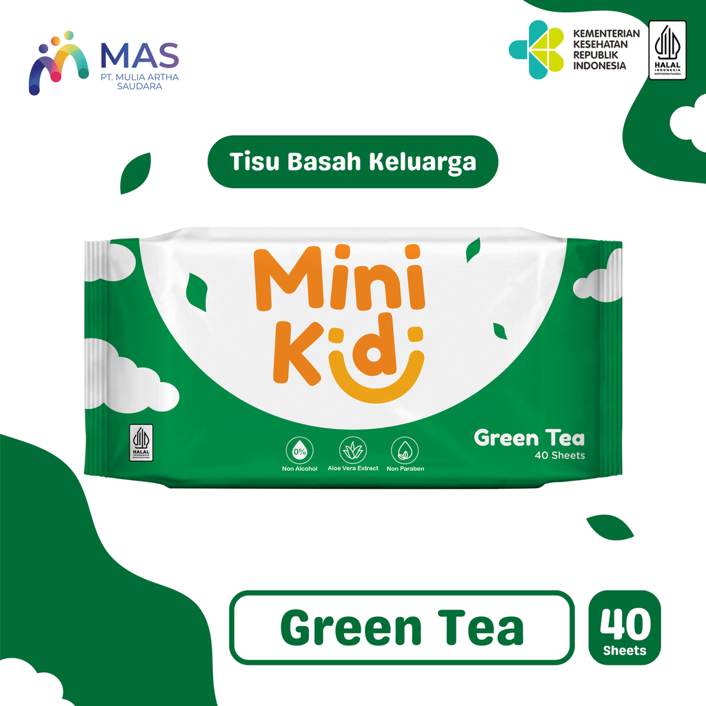 MiniKidi Wipes Green Tea 2x40's