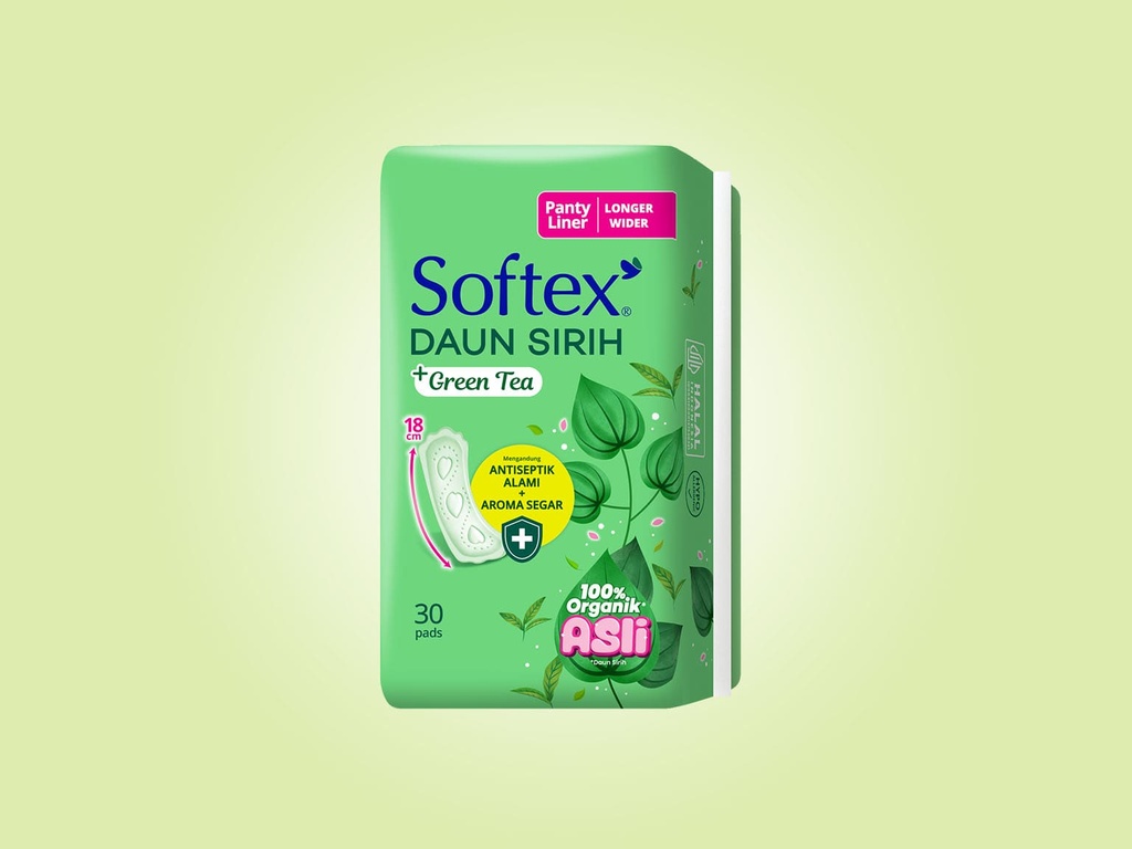 Softex Daun Sirih Pantyliner Longer Wider 18cm 30PCS