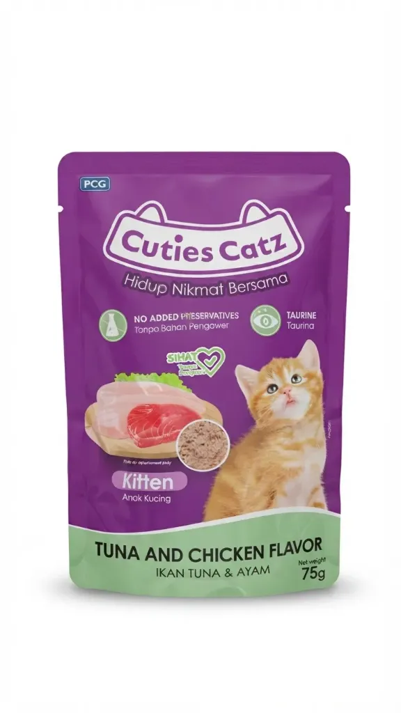 Cuties Catz Kitten Cat Tuna & Chicken Flavor Basah PCH 75GR