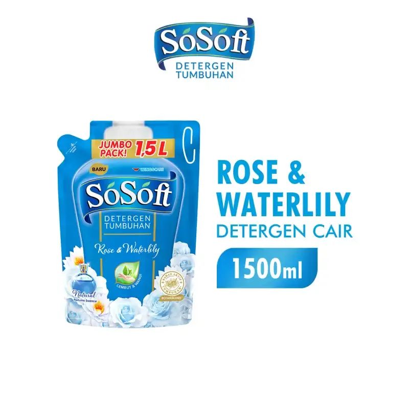 So Soft Detergen Cair Rose & Waterlily PCH 1.5L