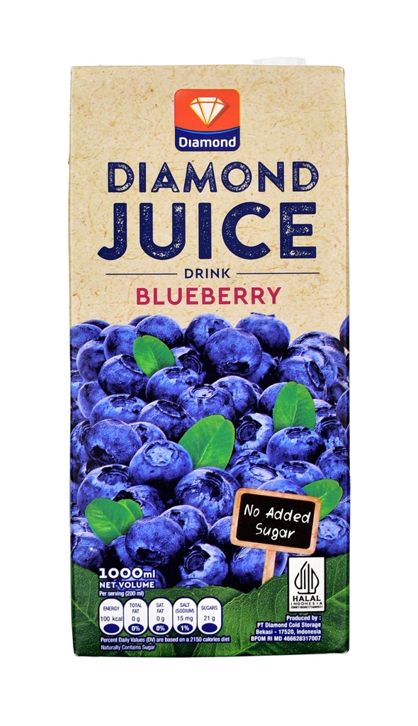 Diamond Juice UHT Drink Bluberi No sugar 1000ML