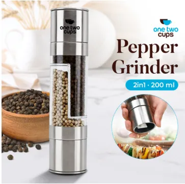 Stainless Steel Grinder Double Head Grid Grinding Silver 200ML