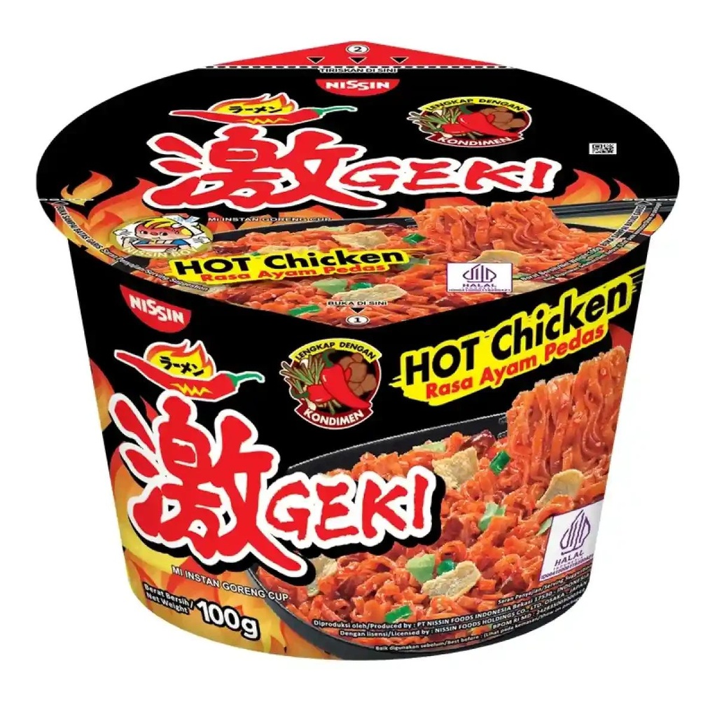 Nissin Geki Mie Instan Goreng Bowl Rasa Ayam Pedas 100GR