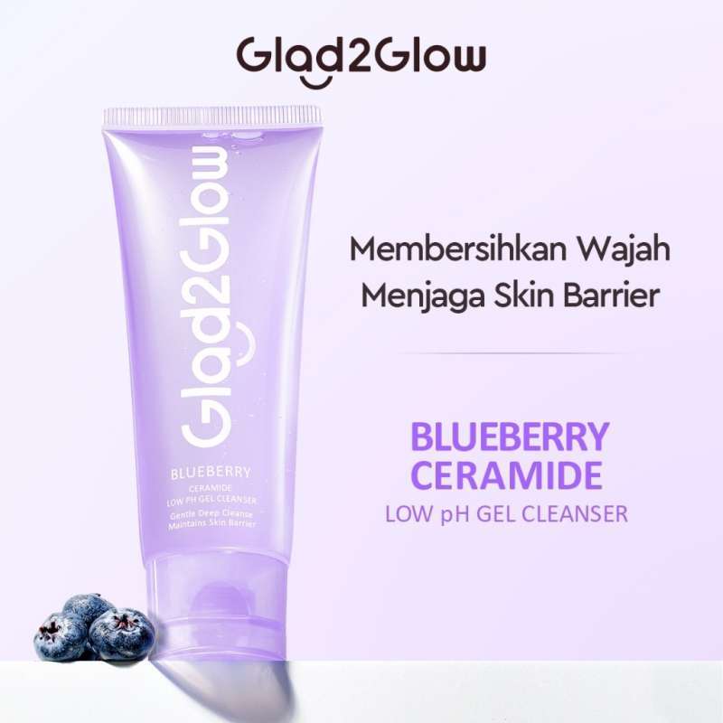 Glad2Glow Facial Wash Blueberry Ceramide Low pH Gel Cleanser Gentle Deep Cleanse 150ML