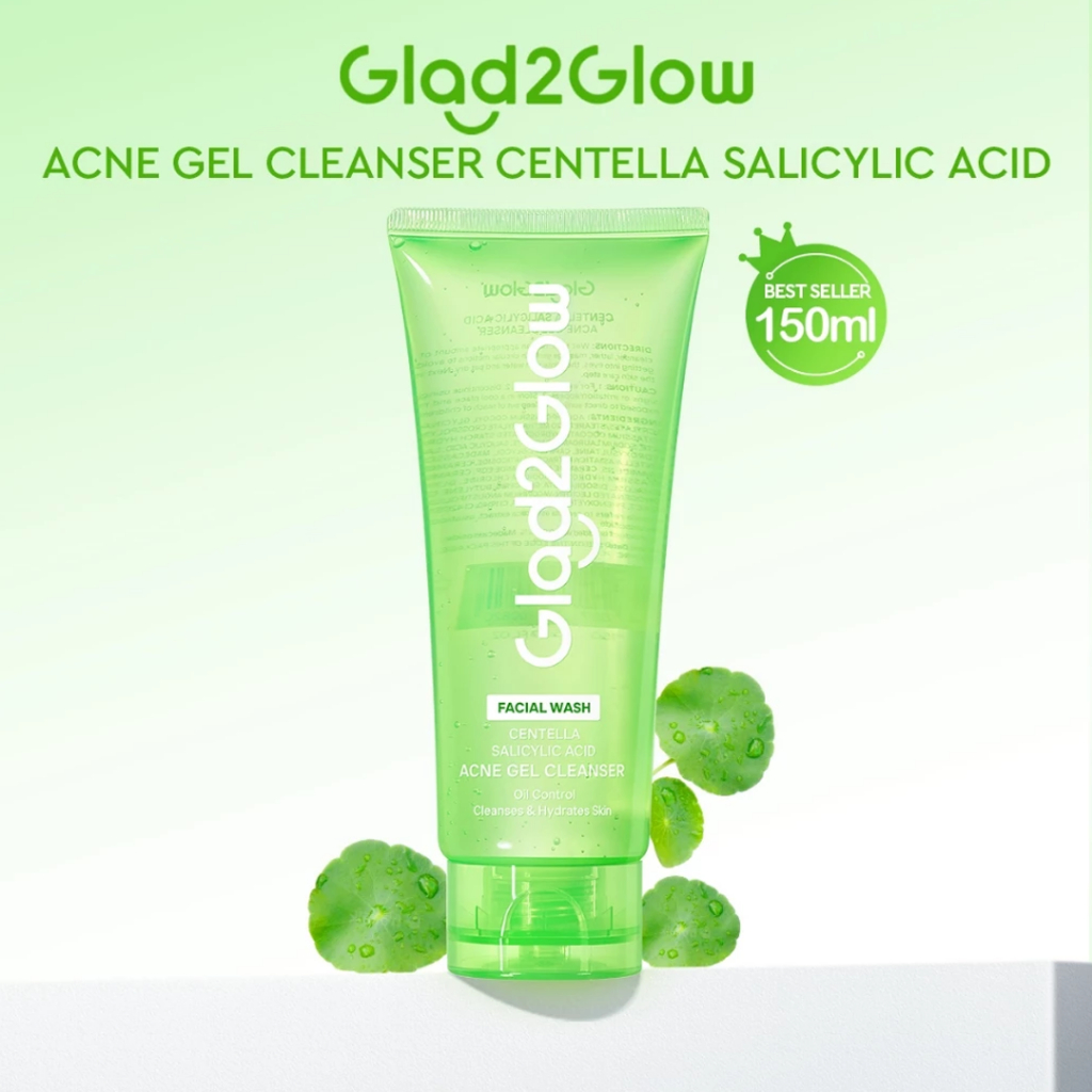 Glad2Glow Facial Wash Centella Salicylic Acid Acne Gel Cleanser Oil Control 150ML