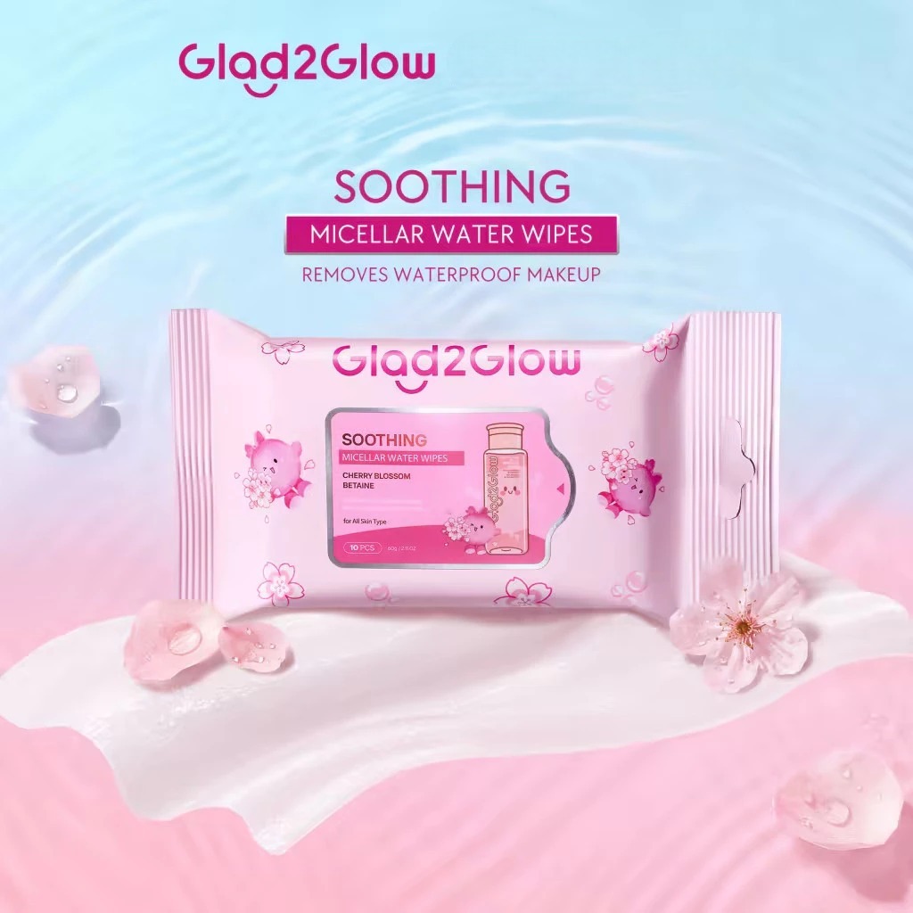 Glad2Glow Soothing Micellar Water Wipes Cherry Blossom Betaine 10S