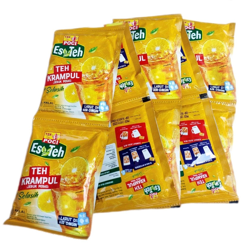 Teh Poci Es Teh Kerampul Jeruk Peras + Selasih 24GR