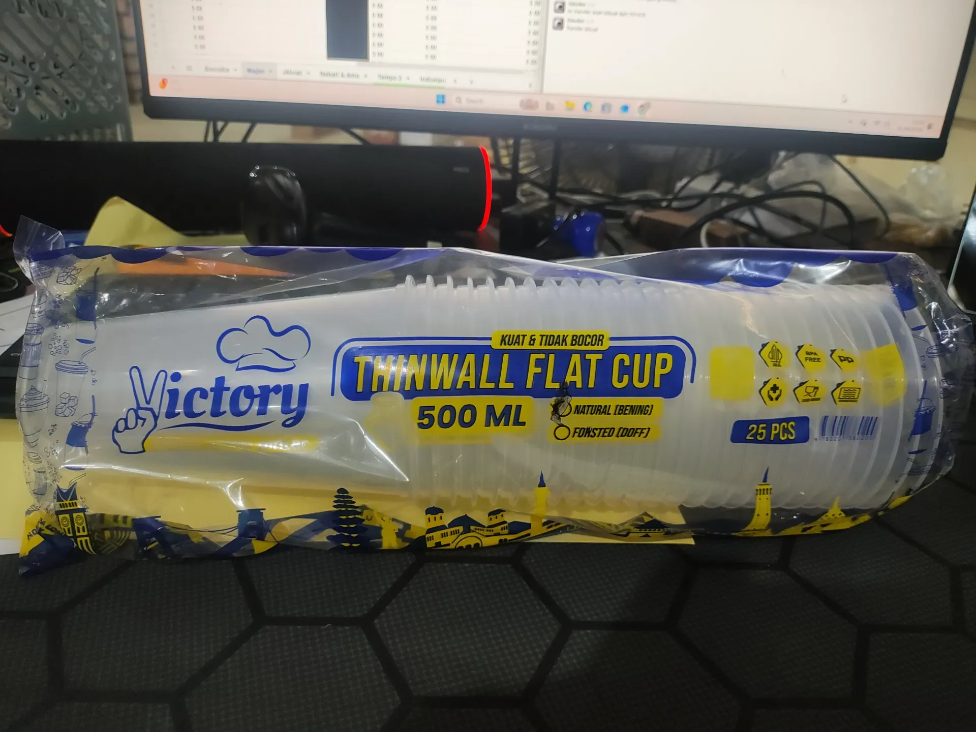 Thinwall Flat Cup Bening 500ML 25Pcs