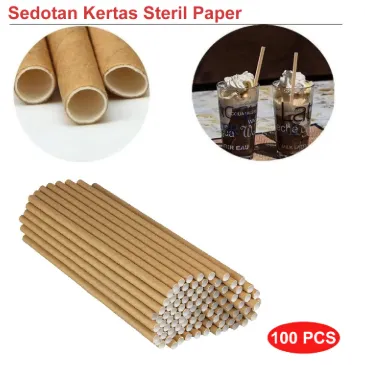 Sedotan Kertas Bungkus Eco Paper Straw 6x197mm 100 PCS