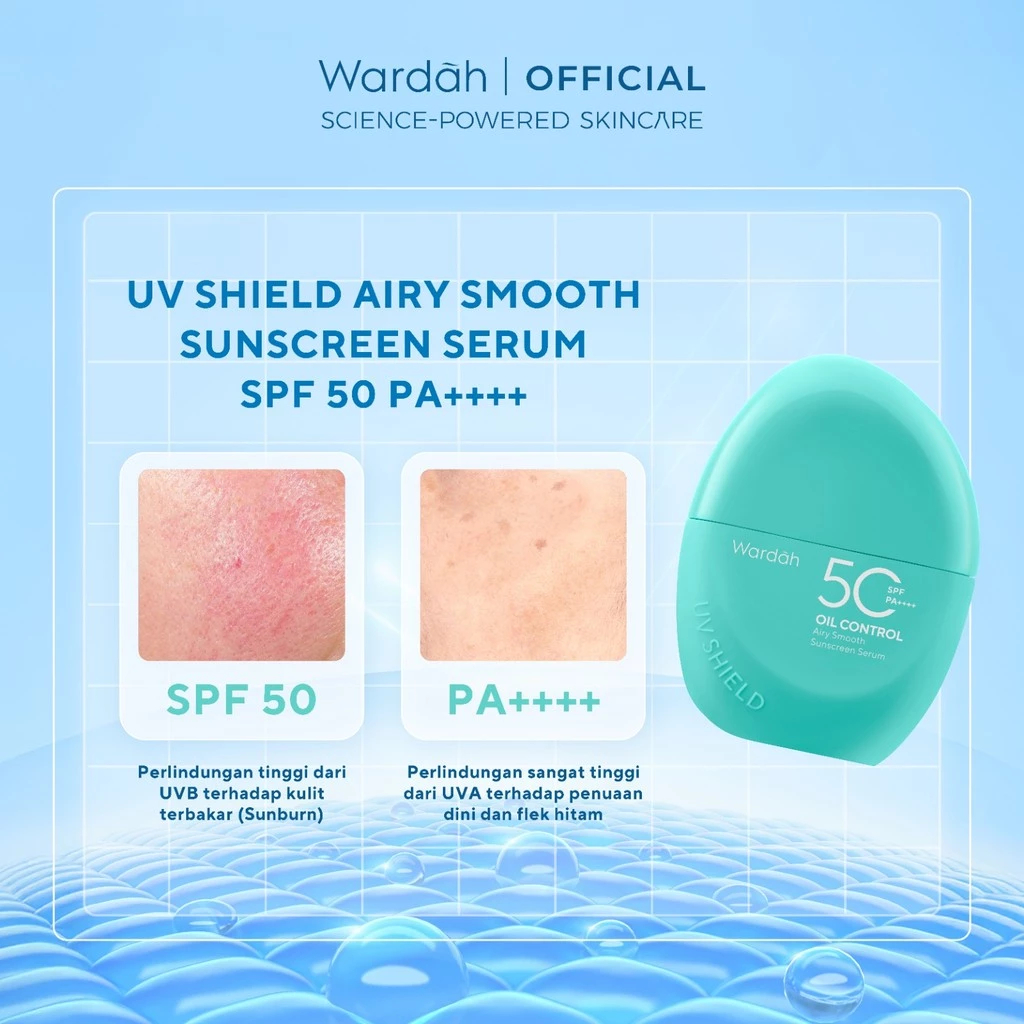 Wardah UV Shield Airy Smooth Sunscreen Serum SPF 50 PA++++ Mattifies Oily Skin & Smoothes Pores 40ML