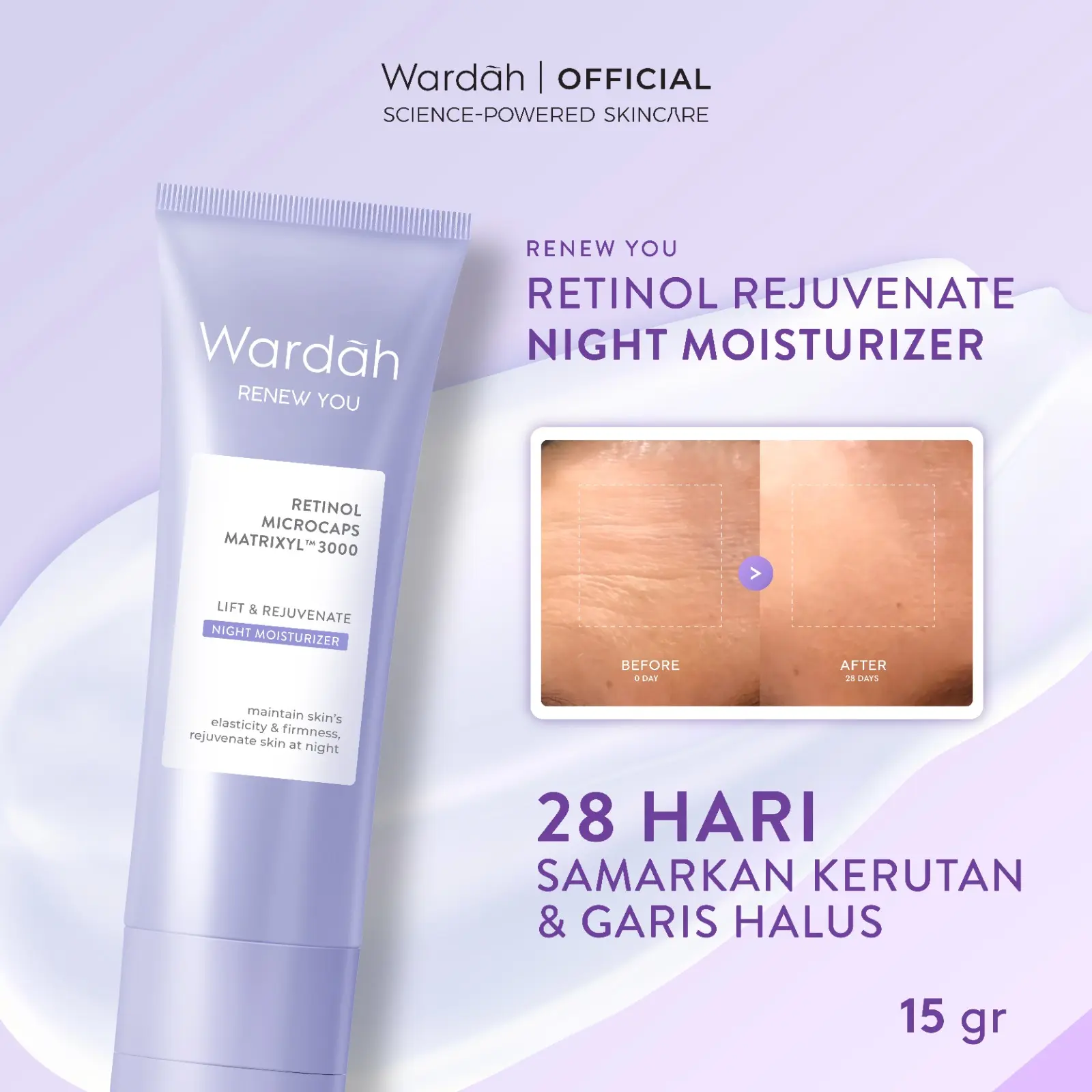 Wardah Renew You Retinol Microcaps Matrixyl 3000 Lift & Firm Day Moisturizer SPF 35 PA+++ 15GR