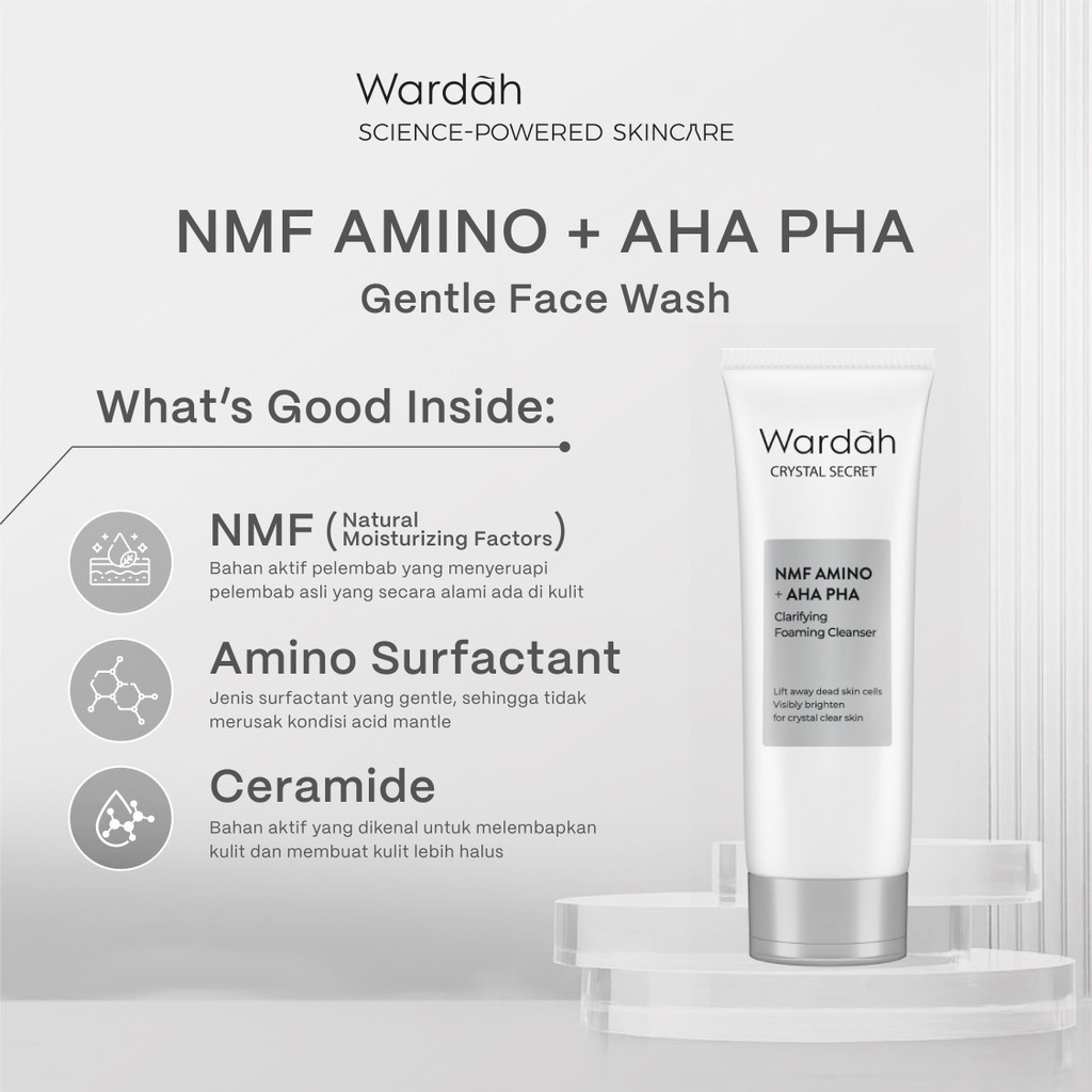 Wardah Crystal Secret NMF Amino+AHA PHA Clarifying Foaming Cleanser 100ML