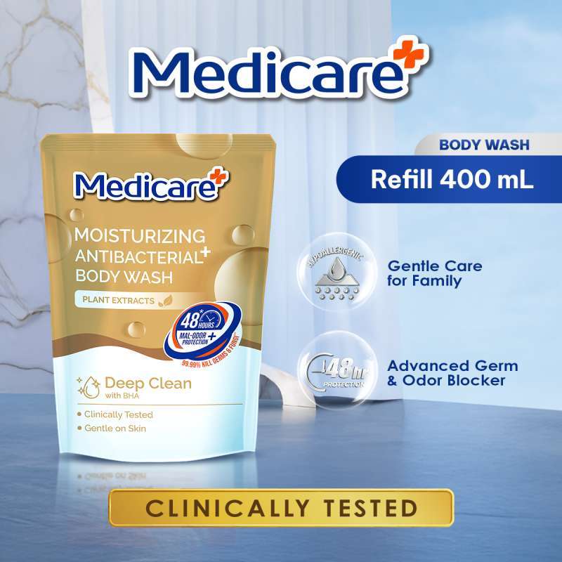 Medicare Moisturizing Antibacterial+ Body Wash Soap Deep Clean pch 400ML
