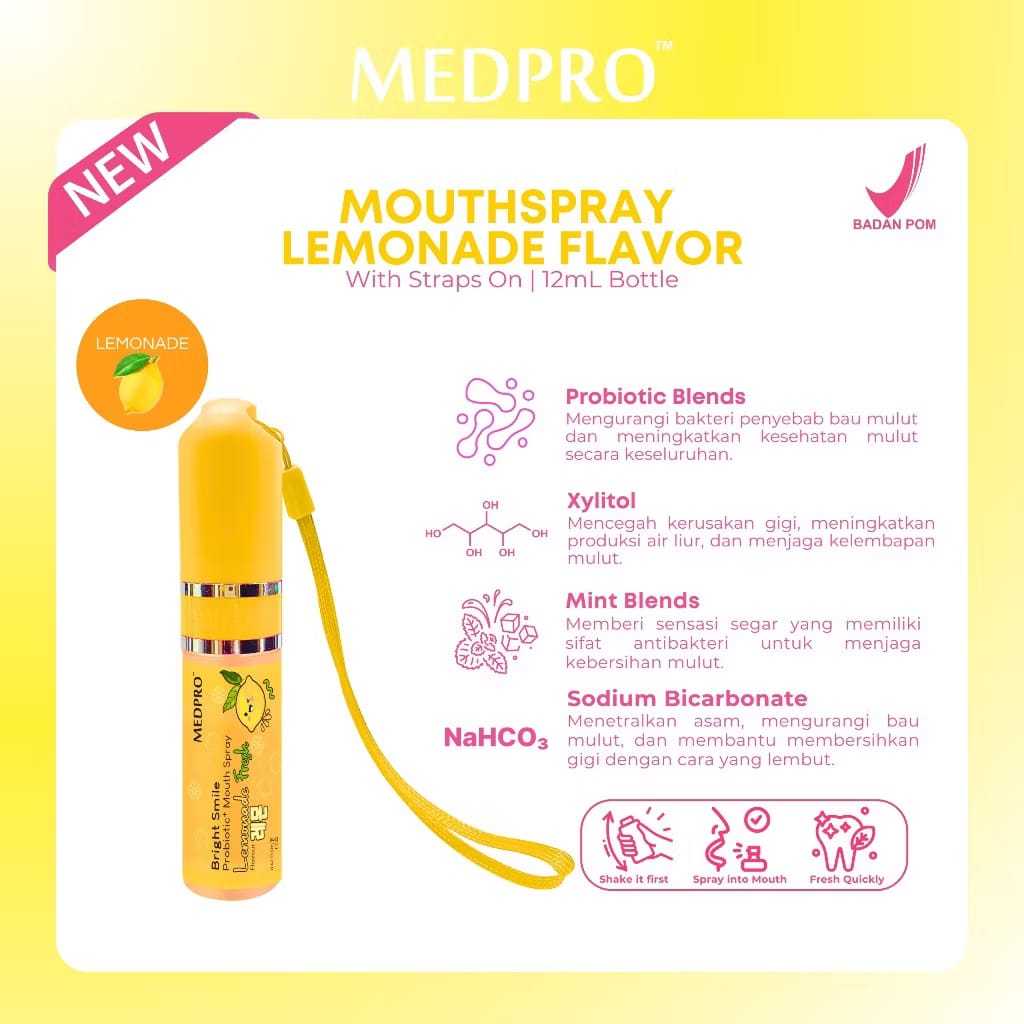Medpro Bright Smile Probiotic+ Mouth Spray Lemonade Fresh 12ML