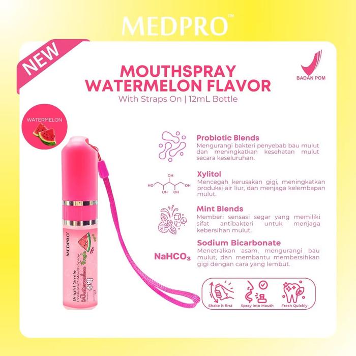 Medpro Bright Smile Probiotic+ Mouth Spray Watermelon Fresh 12ML