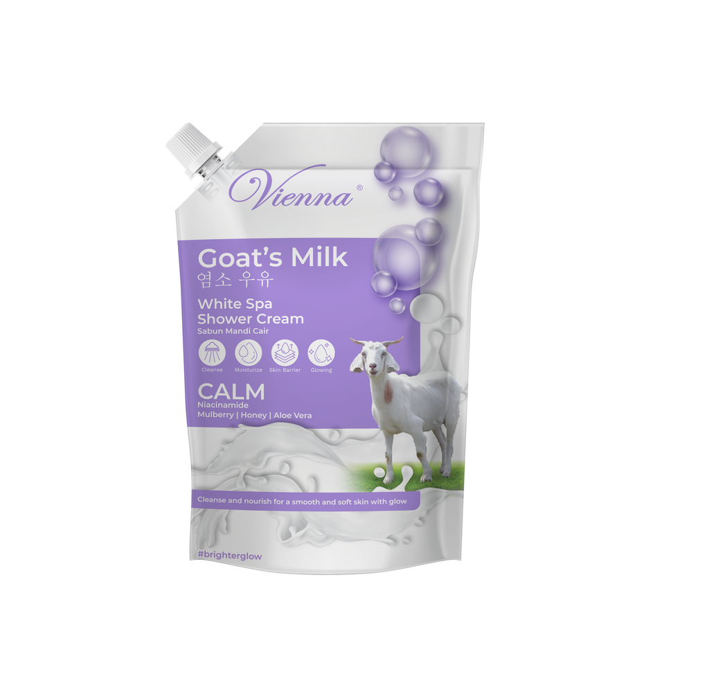 Vienna Goat's Milk White Spa Shower Cream Calm Niacinamide pch 500ML