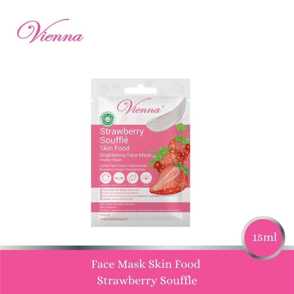 Vienna Strawberry Souffle Skin Food Brightening Face Mask Masker Wajah 15ML