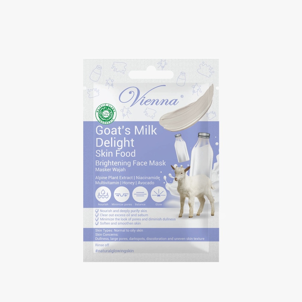 Vienna Goat's Milk Delight Skin Food Brightening Face Mask Masker Wajah 15ML