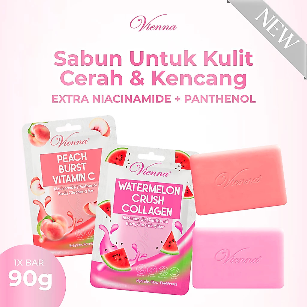Vienna Peach Burst Vitamin C Niacinamide Panthenol Body Cleansing Bar 90GR