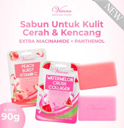Vienna Watermelon Crush Collagen Niacinamide Panthenol Body Cleansing Bar 90GR