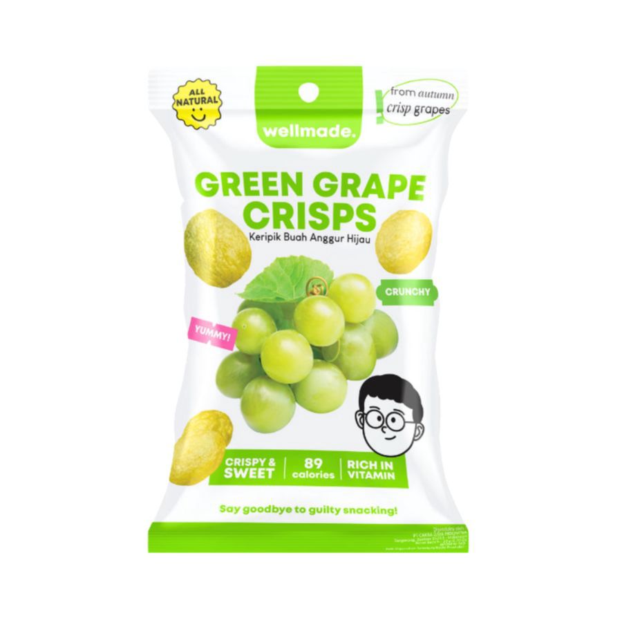 Wellmade Green Grape Crisps Keripik Buah Anggur Hijau 20GR