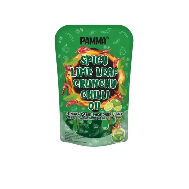 Pamma Spicy Lime Leaf Crunchy Chilli Oil Minyak Cabai Rasa Dau Jeruk Level 10 125GR