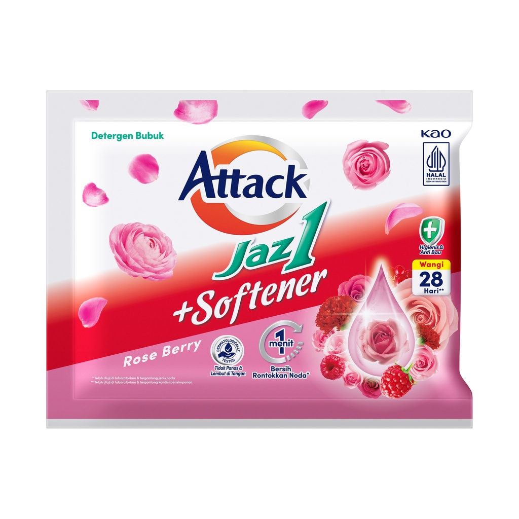 Attack Jaz1 + Softener Rose Berry Detergen Bubuk 40GR
