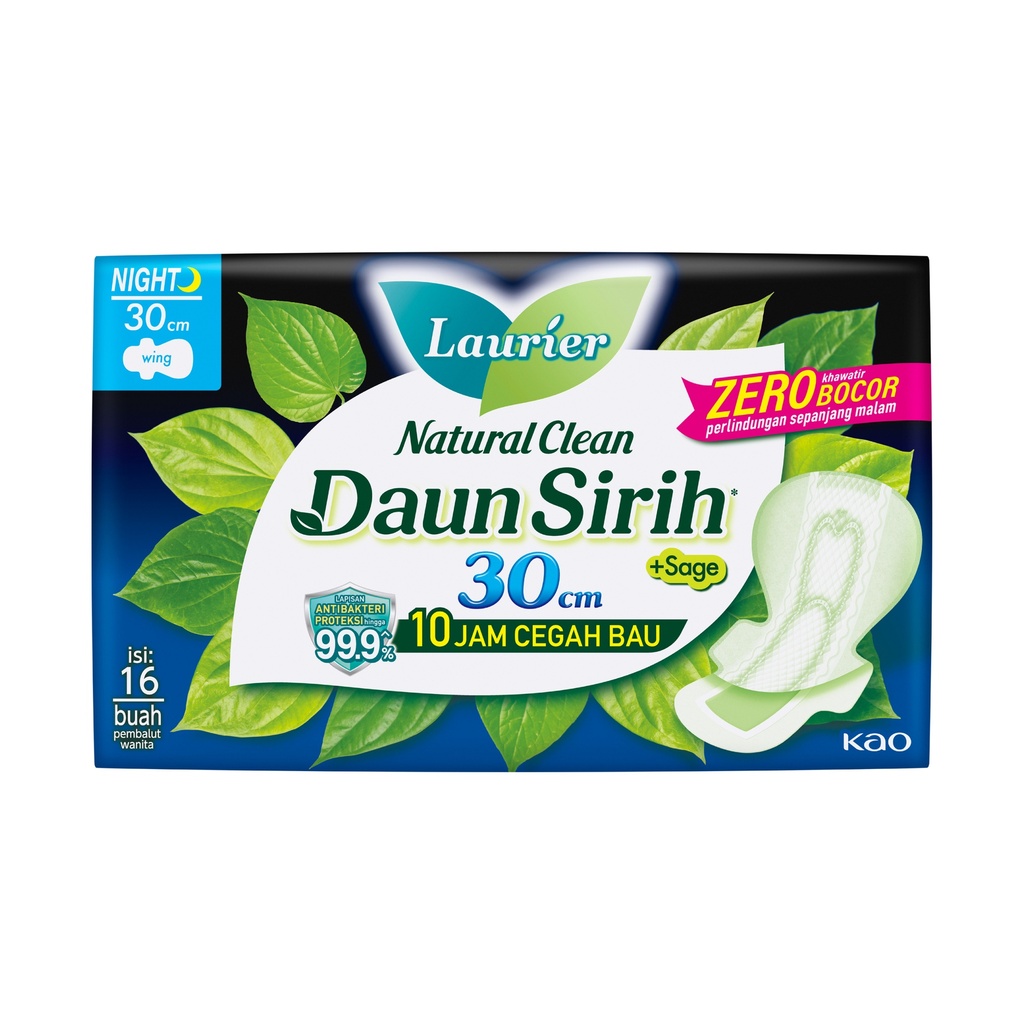 Laurier Natural Clean Daun Sirih +Sage Night Wing 30 CM 16PCS