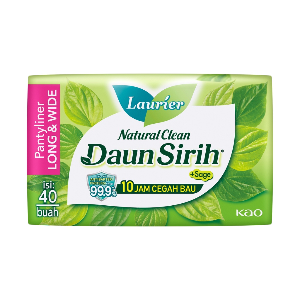 Laurier Natural Clean Daun Sirih +Sage Pantyliner Long & Wide 40PCS