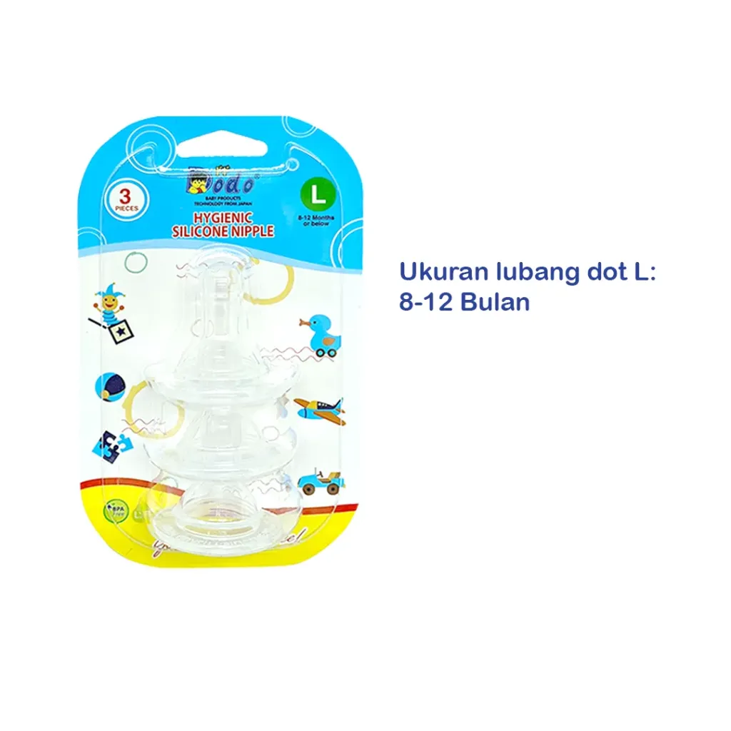 Dodo Hygienic Silicone Nipple L 3PCS 8-12 Bulan