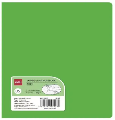 Deli Loose Leaf Notebook Green A5 210x148mm