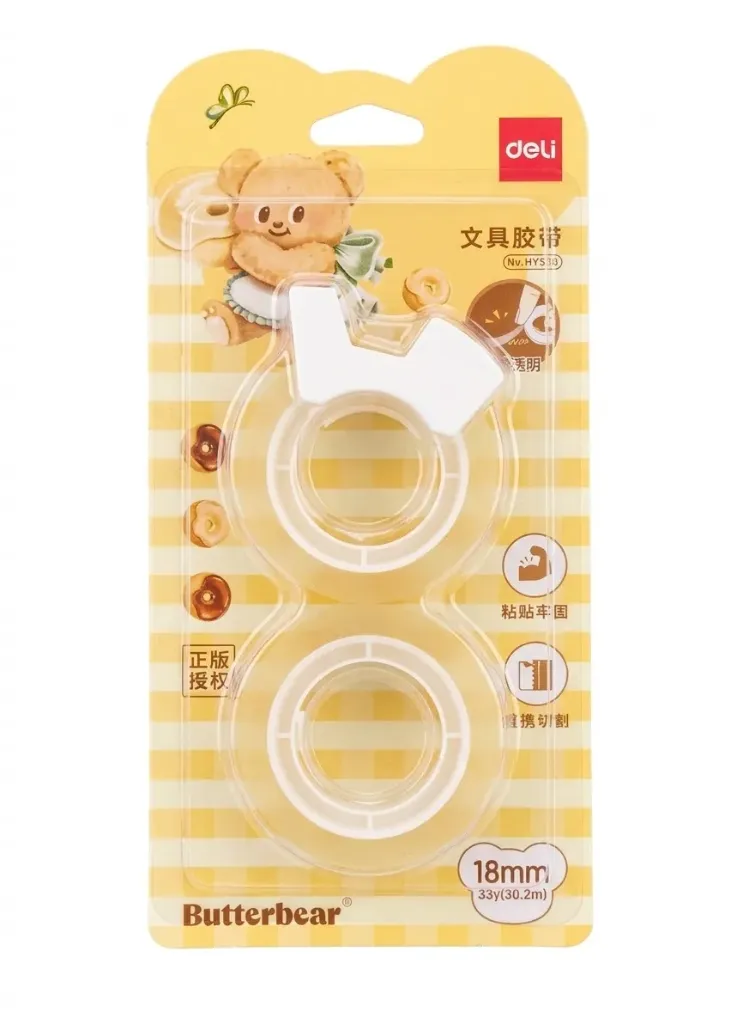 Deli Office Tape Transparan Butterbear 18x18.2m