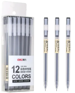 Deli Gel Pen Colors Black Ink 0.5mm