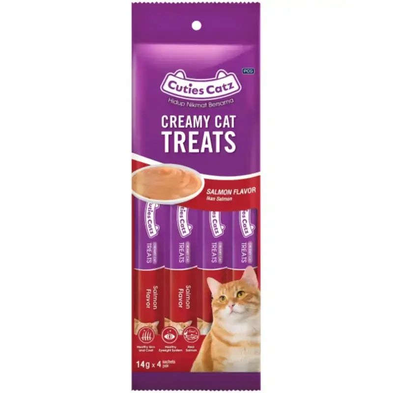 Cuties Catz Creamy Cat Treats Salmon Flavor 4x14GR